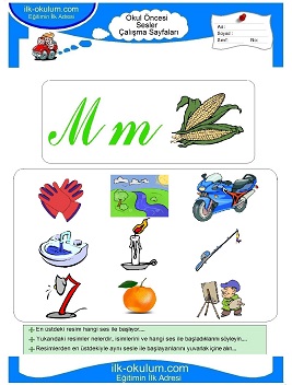 Çocuklar İçin M Sesi Çalışma Sayfaları 